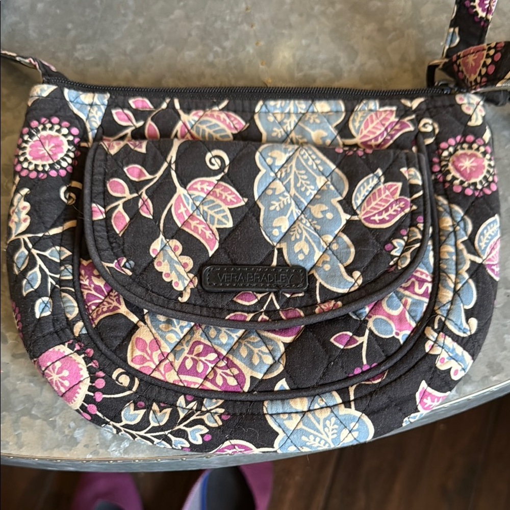 Vera Bradley Black and Pink Quilted Crossbody Bag